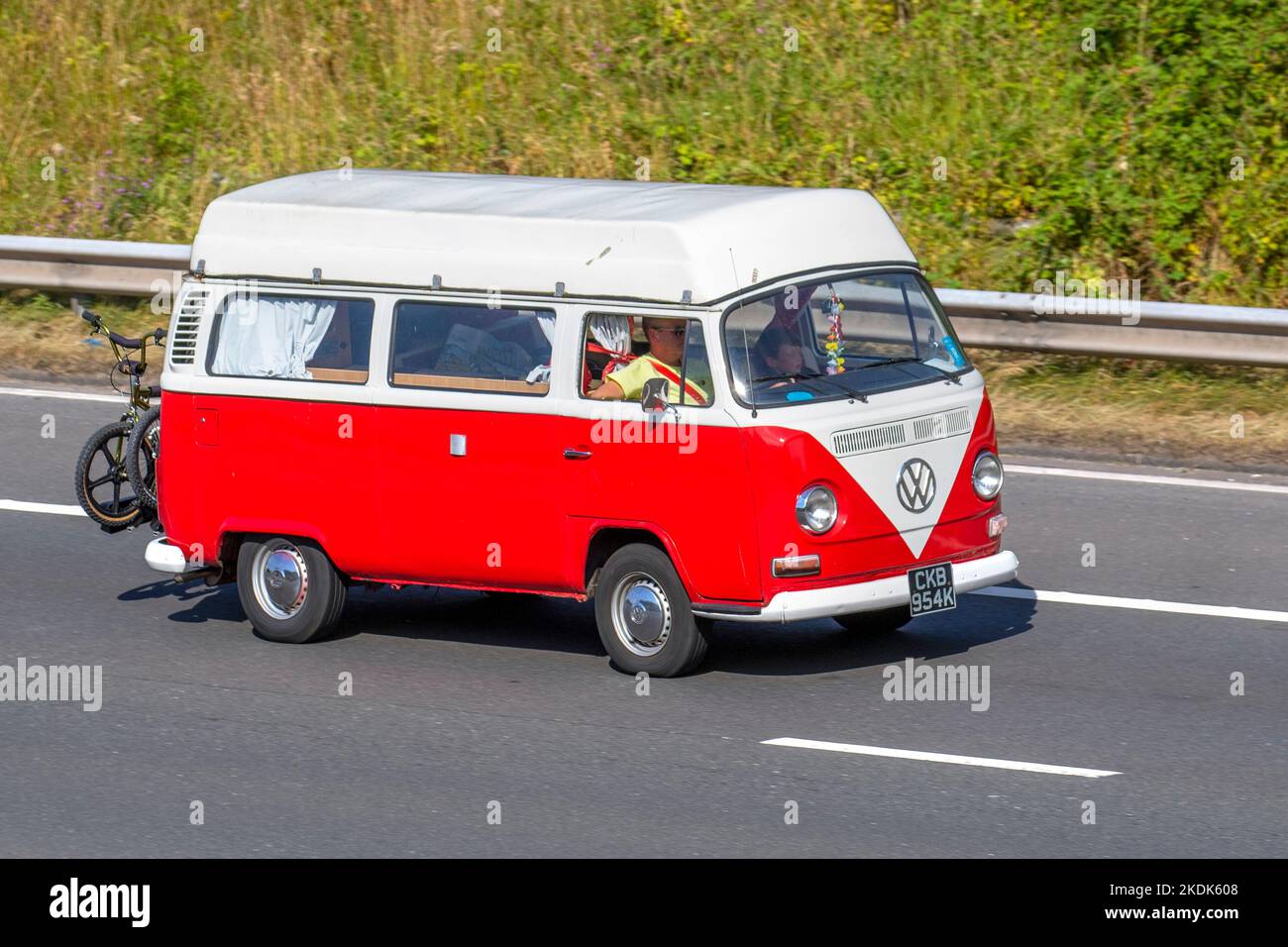 1972 70s seventies Red Vw Volkswagen Caravan Delivery Van Stock Photo