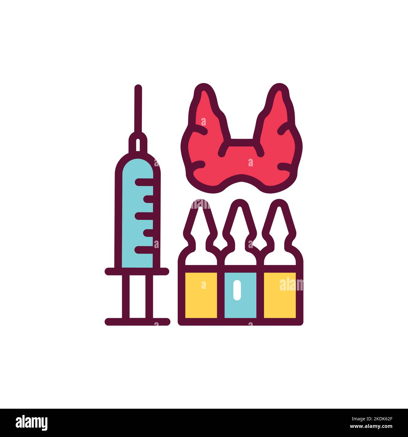 Thyroid injection treatment line icon. Isolated vector element. Stock Vector