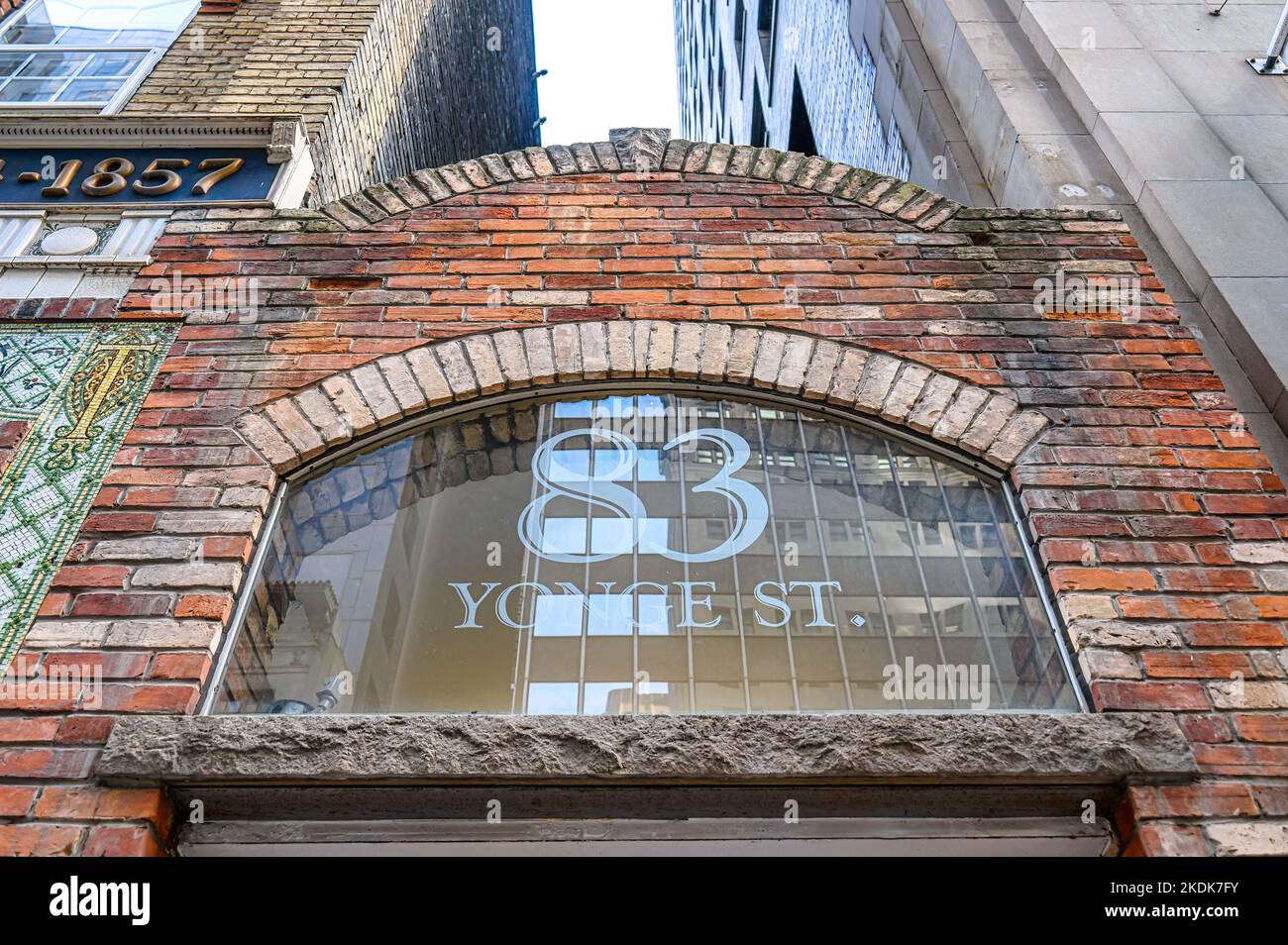The Tin & Copper Smith Building. Heritage building at 83 Yonge Street.  Toronto, Canada Stock Photo