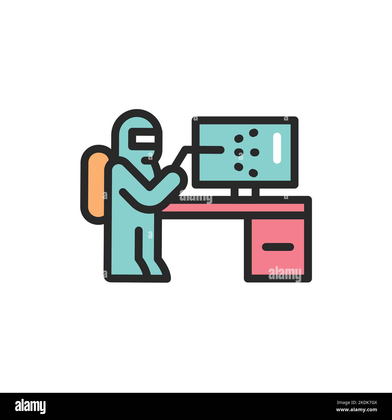 Office disinfection color line icon. Isolated vector element. Stock Vector
