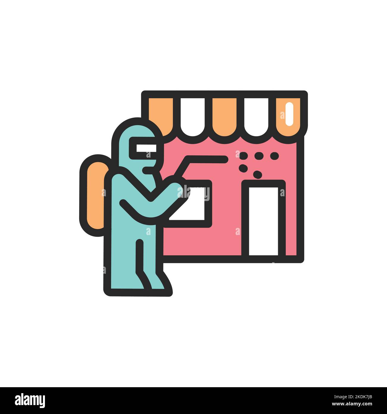 Store disinfection color line icon. Isolated vector element. Stock Vector