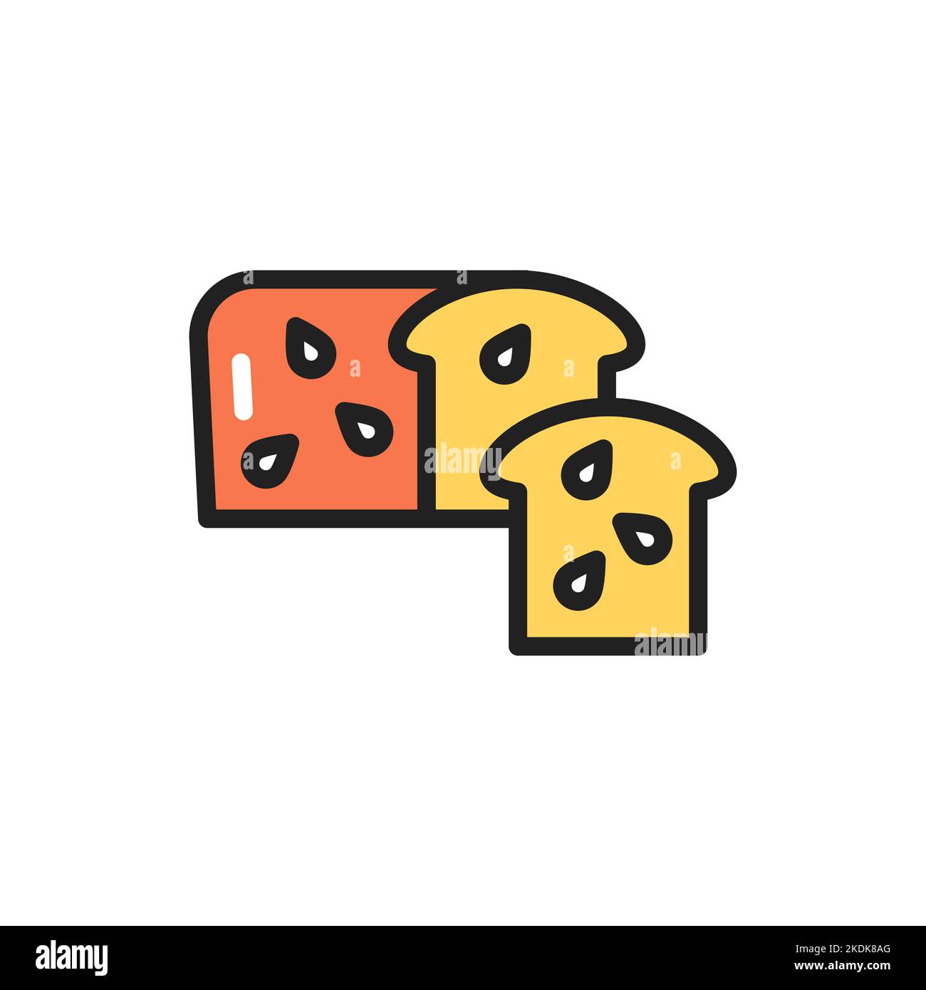 Organic whole grain rye bread color line icon. Outline pictogram for