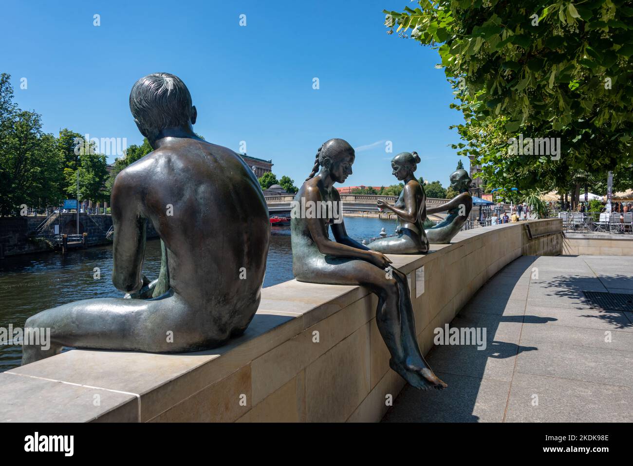 Statues along the Spree river bank opposite the Berlin Cathedral. Three