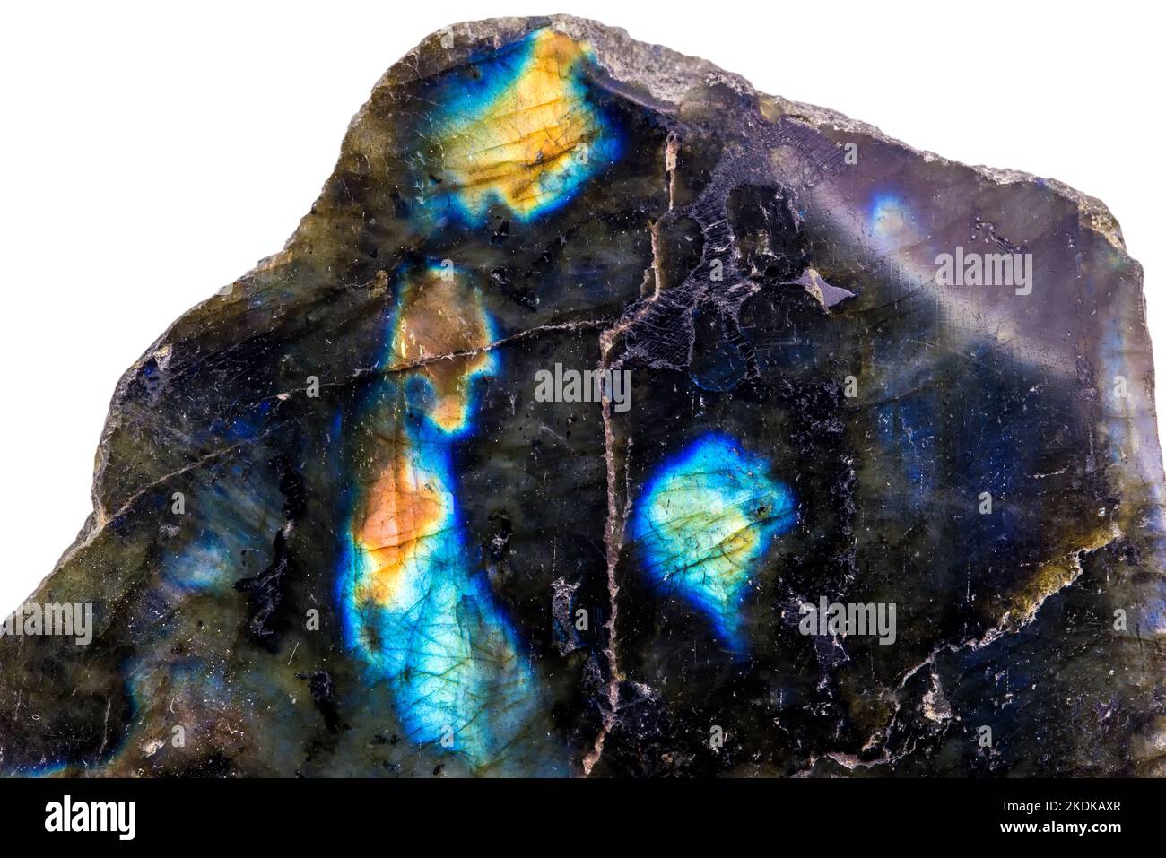 Labradorite with blue schiller in a closeup Stock Photo