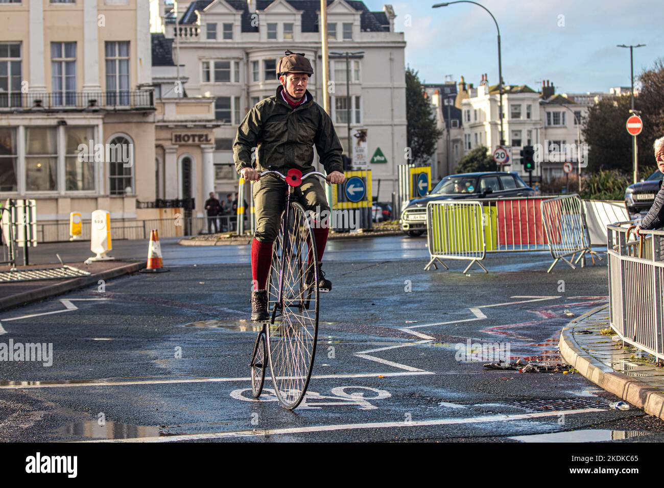 London, UK, 06/11/2022, Close to 350 intrepid participants in this year's RM Sotheby's London to Brighton Veteran Car Run (6 November) experienced a real insight into the hardships of Victorian motoring, as rain storms swept through the south of England. Credit: @Dmoonuk/Alamy Live News Stock Photo