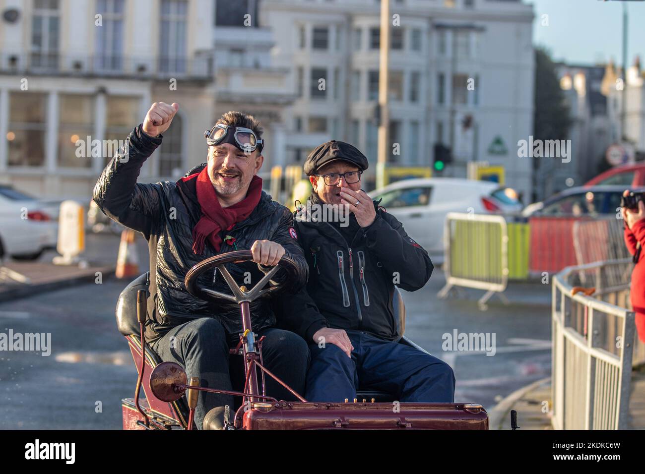 London, UK, 06/11/2022, Close to 350 intrepid participants in this year's RM Sotheby's London to Brighton Veteran Car Run (6 November) experienced a real insight into the hardships of Victorian motoring, as rain storms swept through the south of England. Credit: @Dmoonuk/Alamy Live News Stock Photo