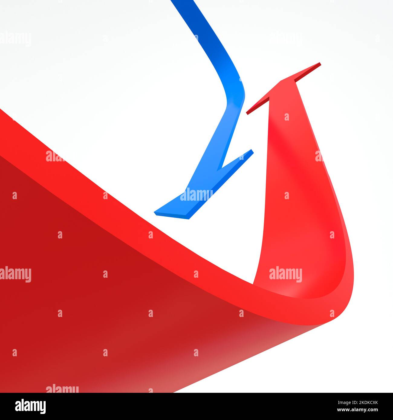 red and blue arrow on white. 3d render Stock Photo - Alamy