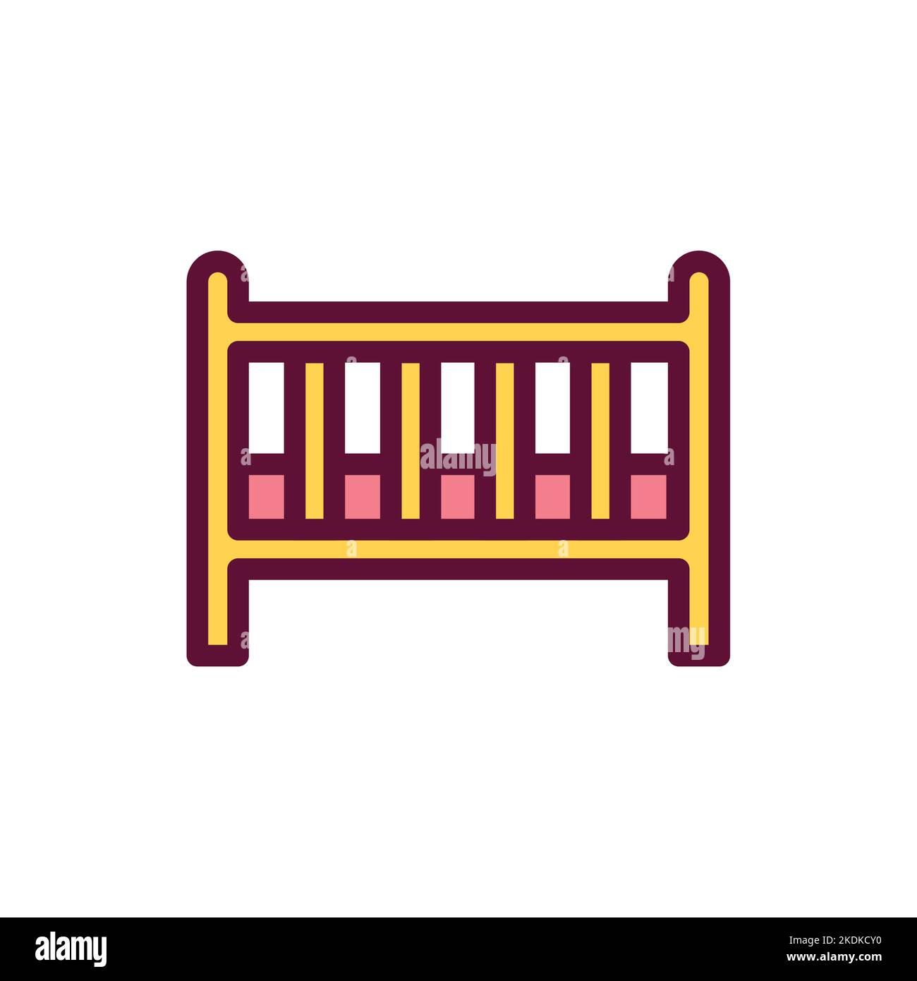 Baby crib color line icon. Isolated vector element. Stock Vector