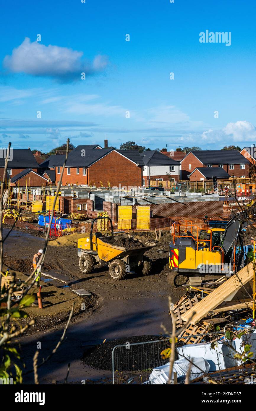 New houses being built on an old brownfield site Stock Photo