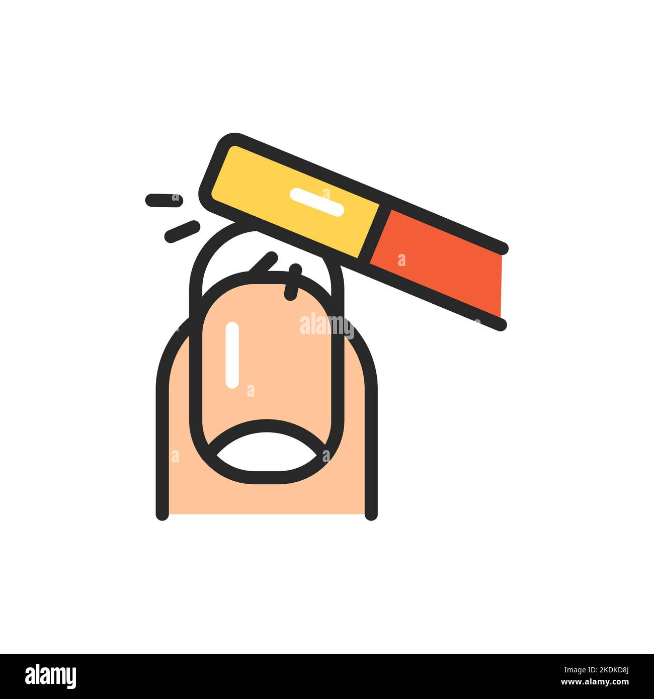 Sawing nails color line icon. Isolated vector element. Stock Vector