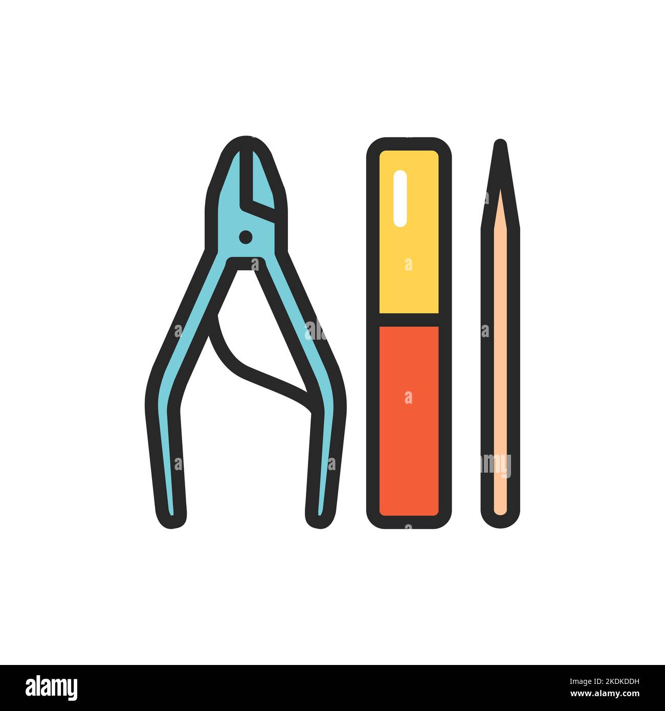 Manicure and pedicure instruments color line icon. Isolated vector element. Stock Vector