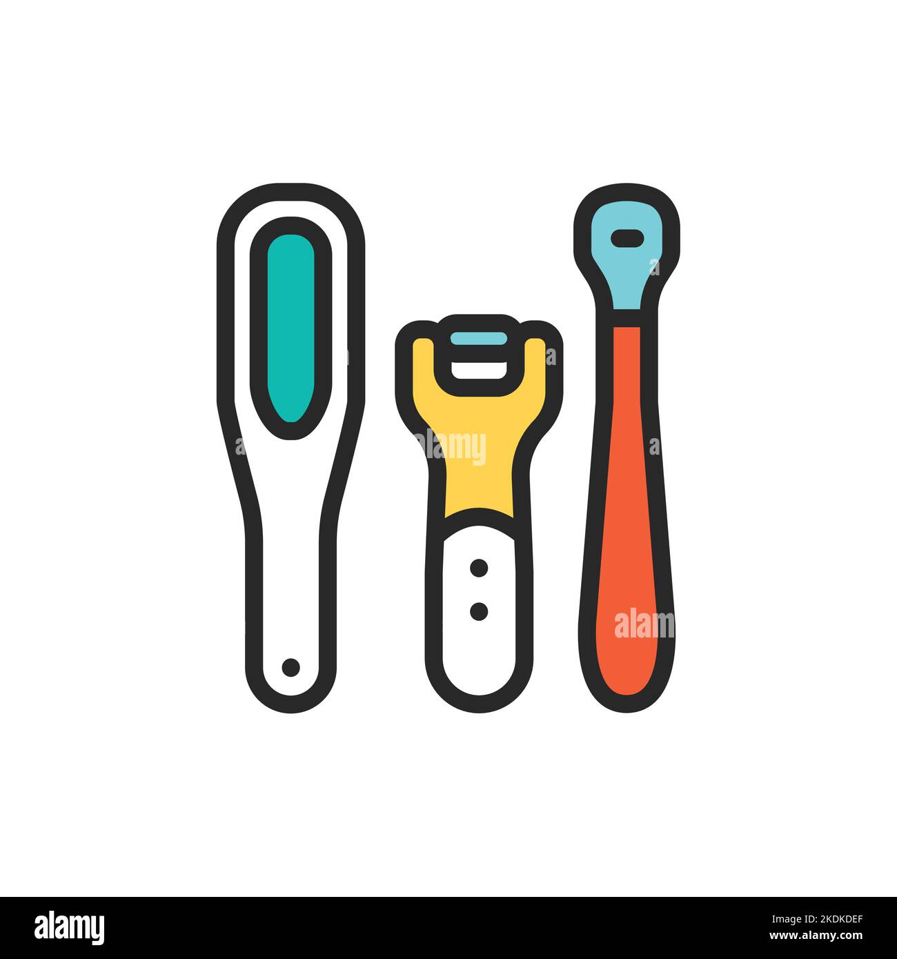 Pedicure instruments color line icon. Isolated vector element. Stock Vector