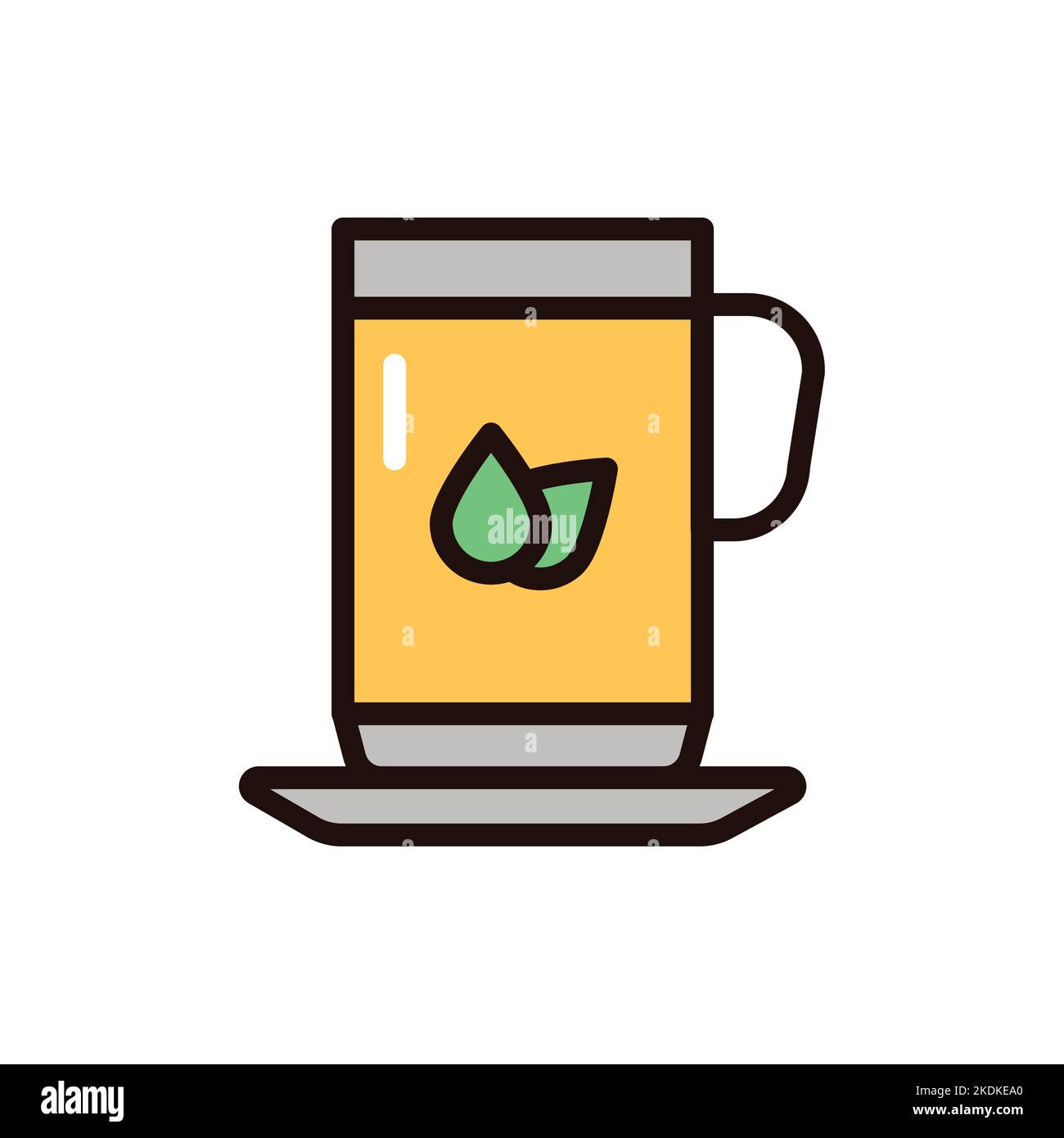 Green tea color line icon. Isolated vector element. Stock Vector