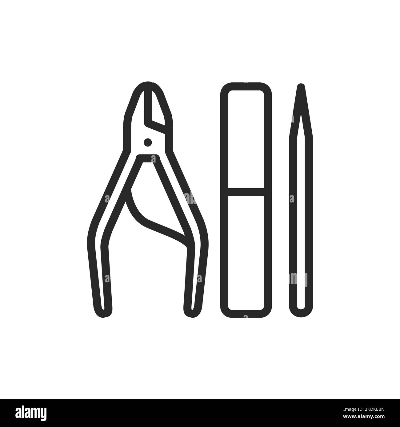 Manicure and pedicure instruments color line icon. Isolated vector element. Stock Vector