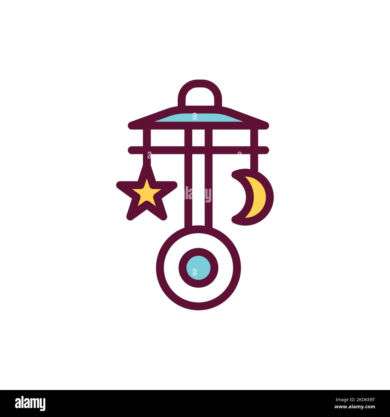 Baby crib carousel color line icon. Isolated vector element. Stock Vector