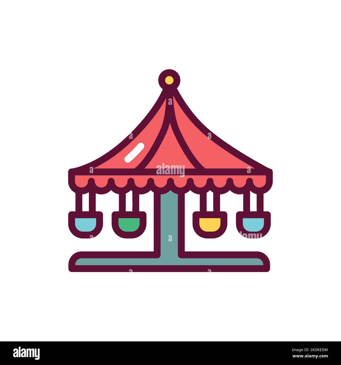 Public carousel color line icon. Isolated vector element. Stock Vector
