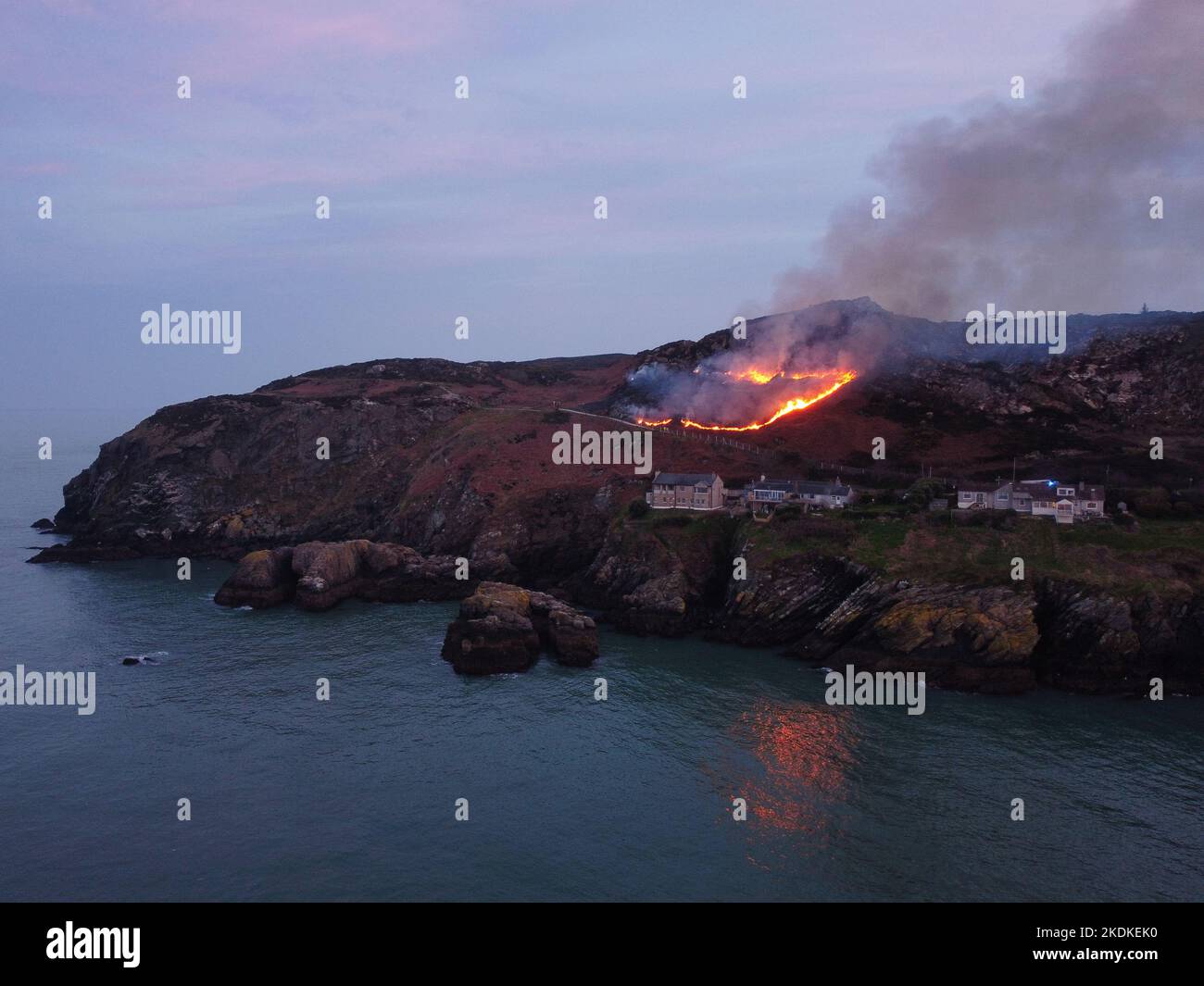 An early gorse fire on Howth in March 2022 Stock Photo - Alamy