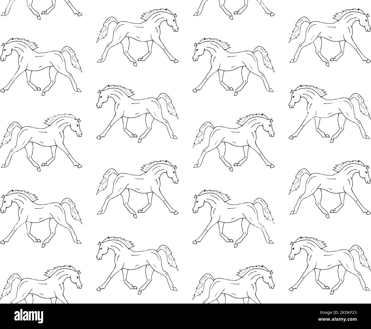 Vector seamless pattern of hand drawn doodle sketch Arabian horse
