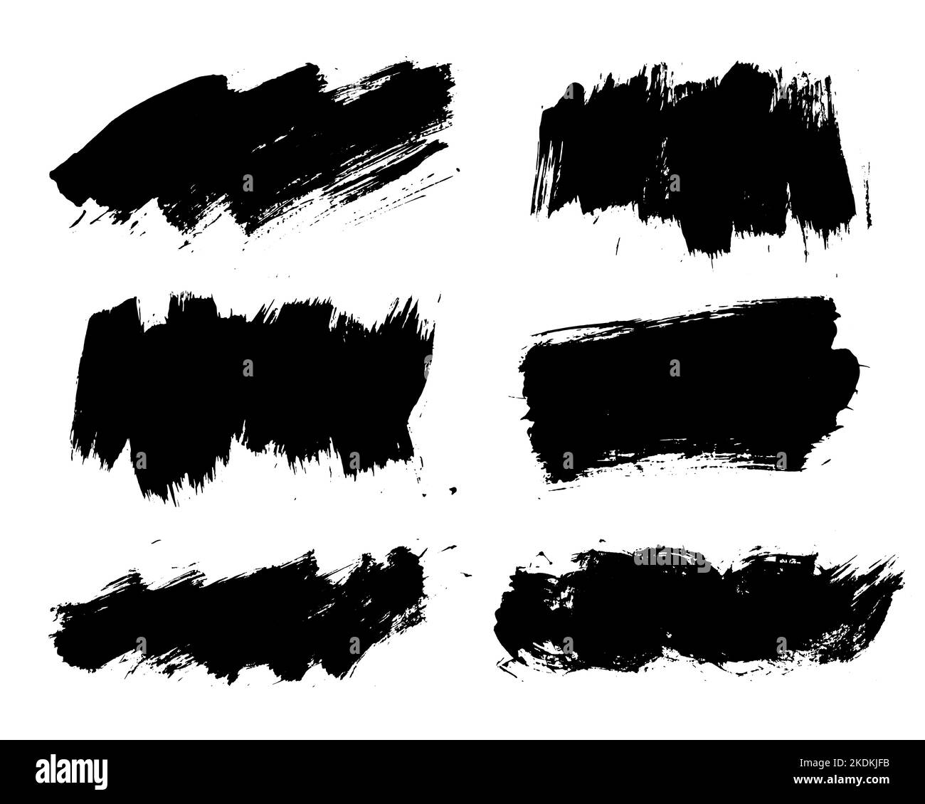 Brush strokes vector collection. Isolated painted elements. Dry brush