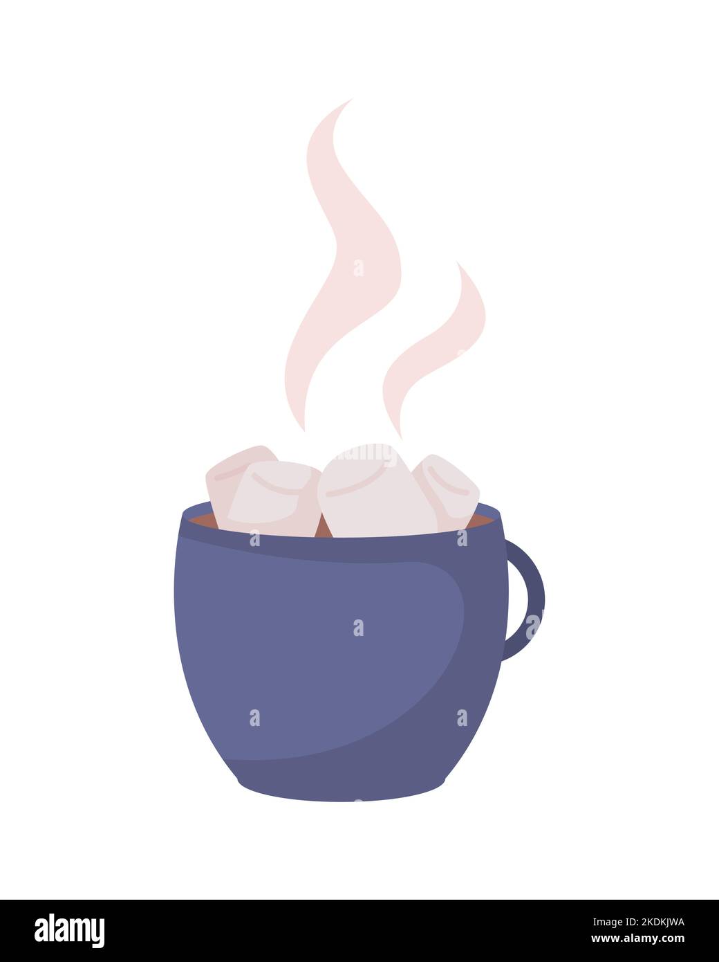 Hot cocoa with marshmallows semi flat color vector object Stock Vector