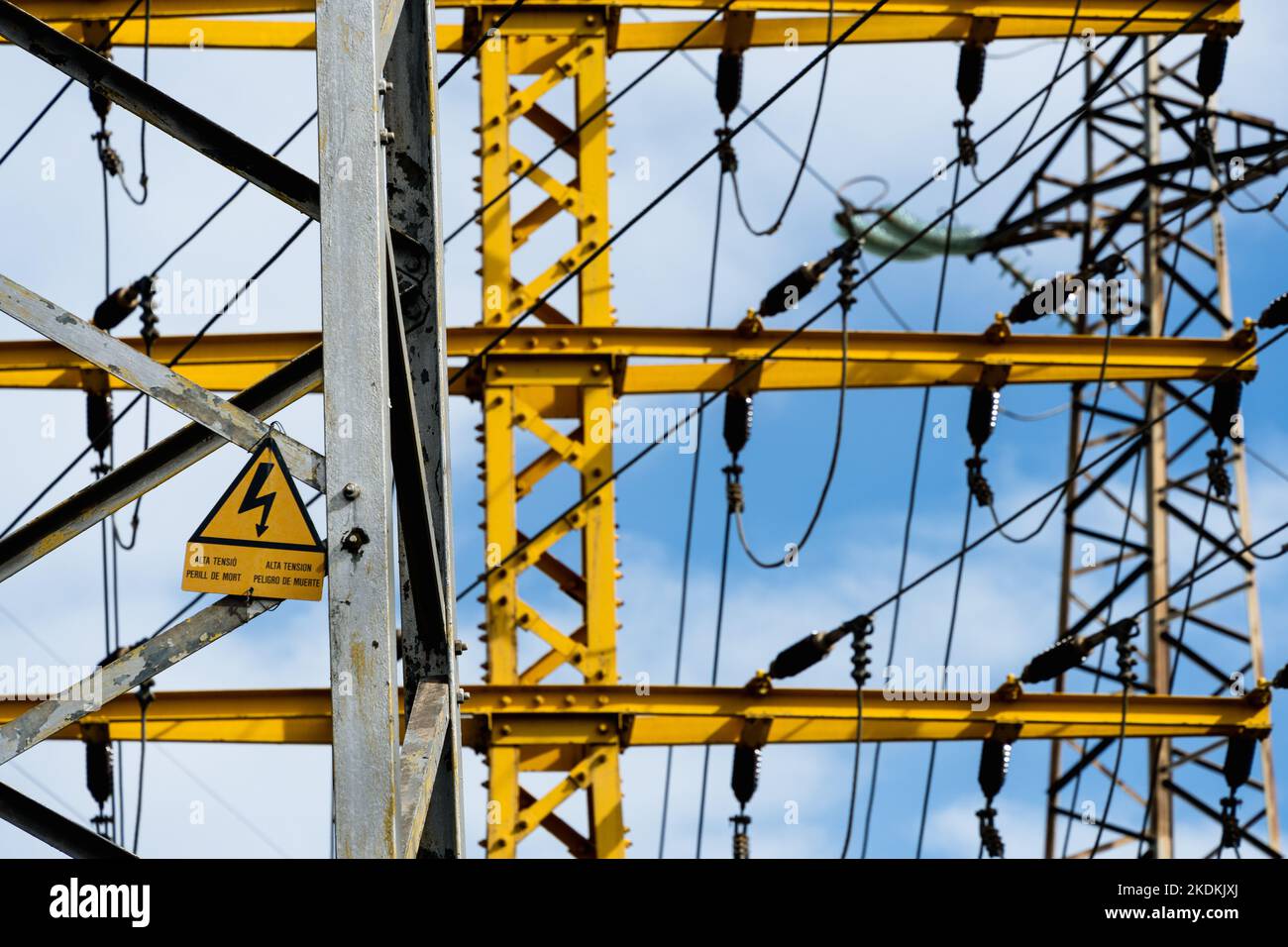 Barcelona, Spain October 24, 2022 Highvoltage towers of different