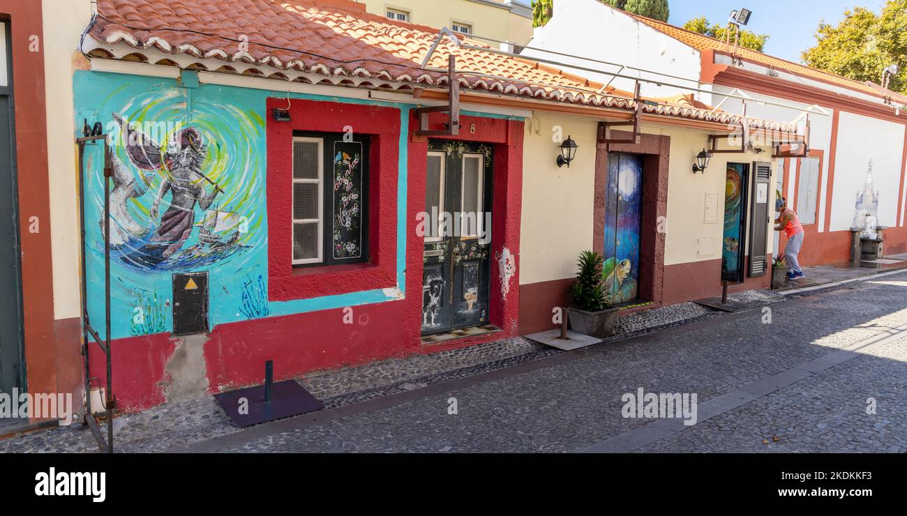 Wall art around the streets of Funchal, Madeira, Portugal Stock Photo