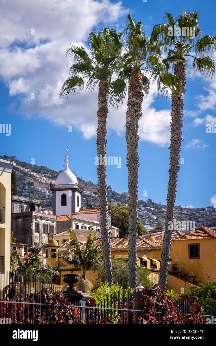 View of Funchal's charming buildings, Madeira, Portugal. Stock Photo
