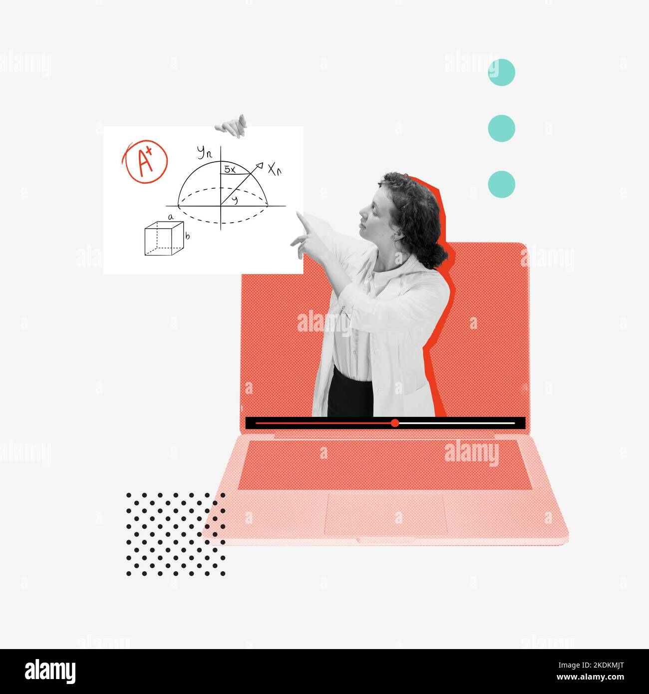 Contemporary art collage. Conceptual image. Young girl, student ...