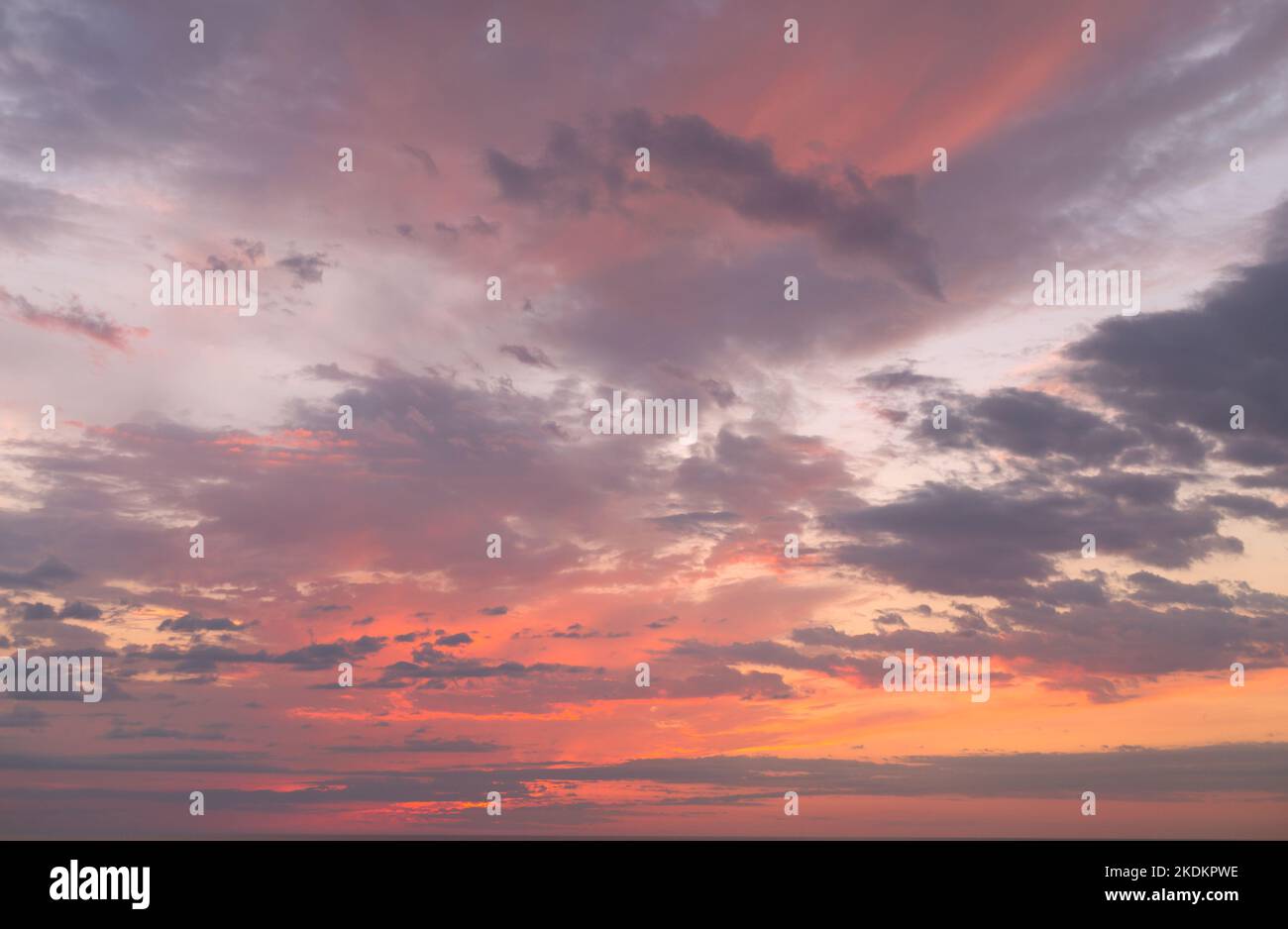 Pink Sunset Sky with Different Clouds Stock Photo - Alamy