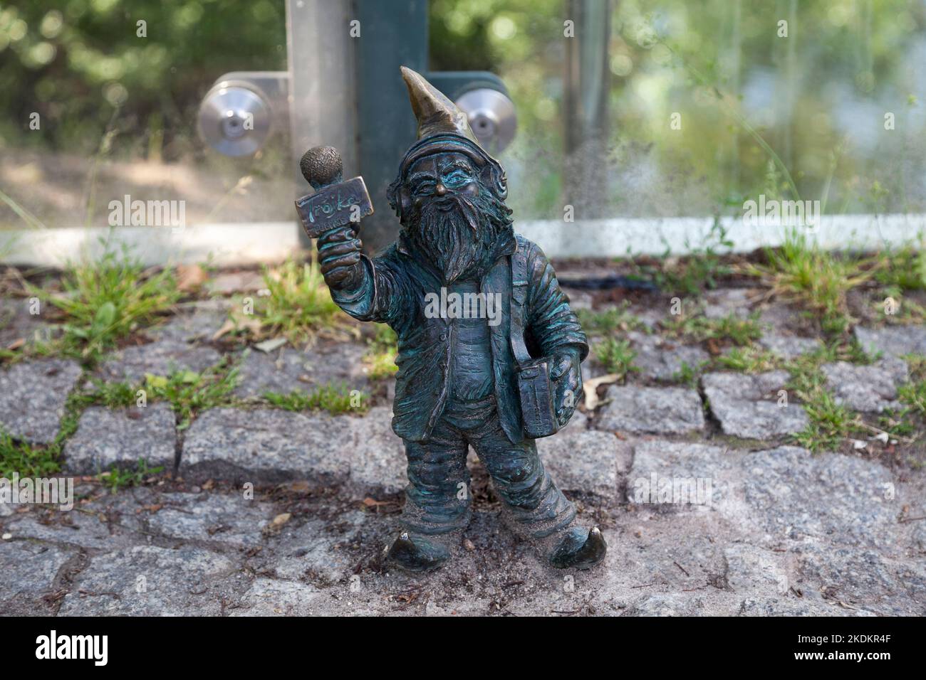 Wroclaw, Poland - June 05 2019: One of the hundreds of Wroclaw’s gnomes (Polish: krasnale) in the city center. They are small figurines (20-30 cm) con Stock Photo