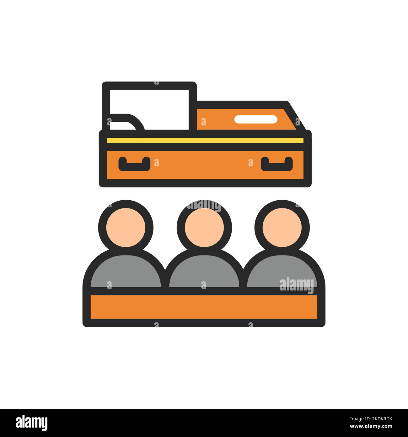 Funeral color line icon. Isolated vector element. Stock Vector