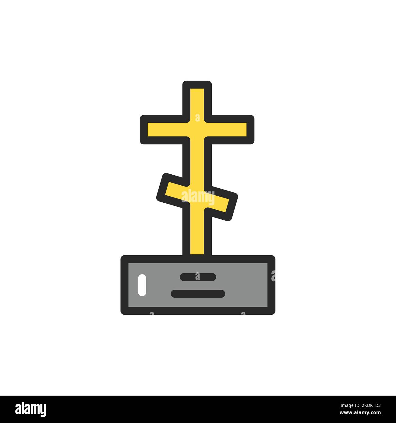 Tombstone cross color line icon. Isolated vector element. Stock Vector