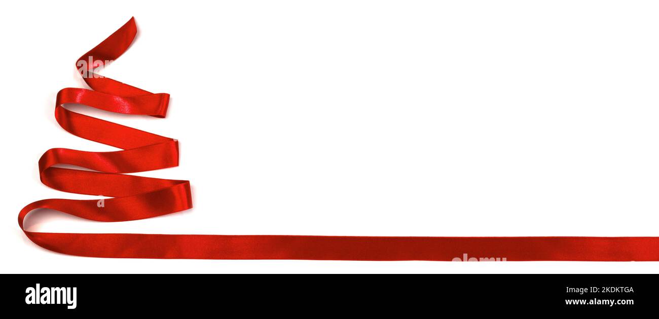 Christmas tree made of red ribbon isolated on white background Stock ...