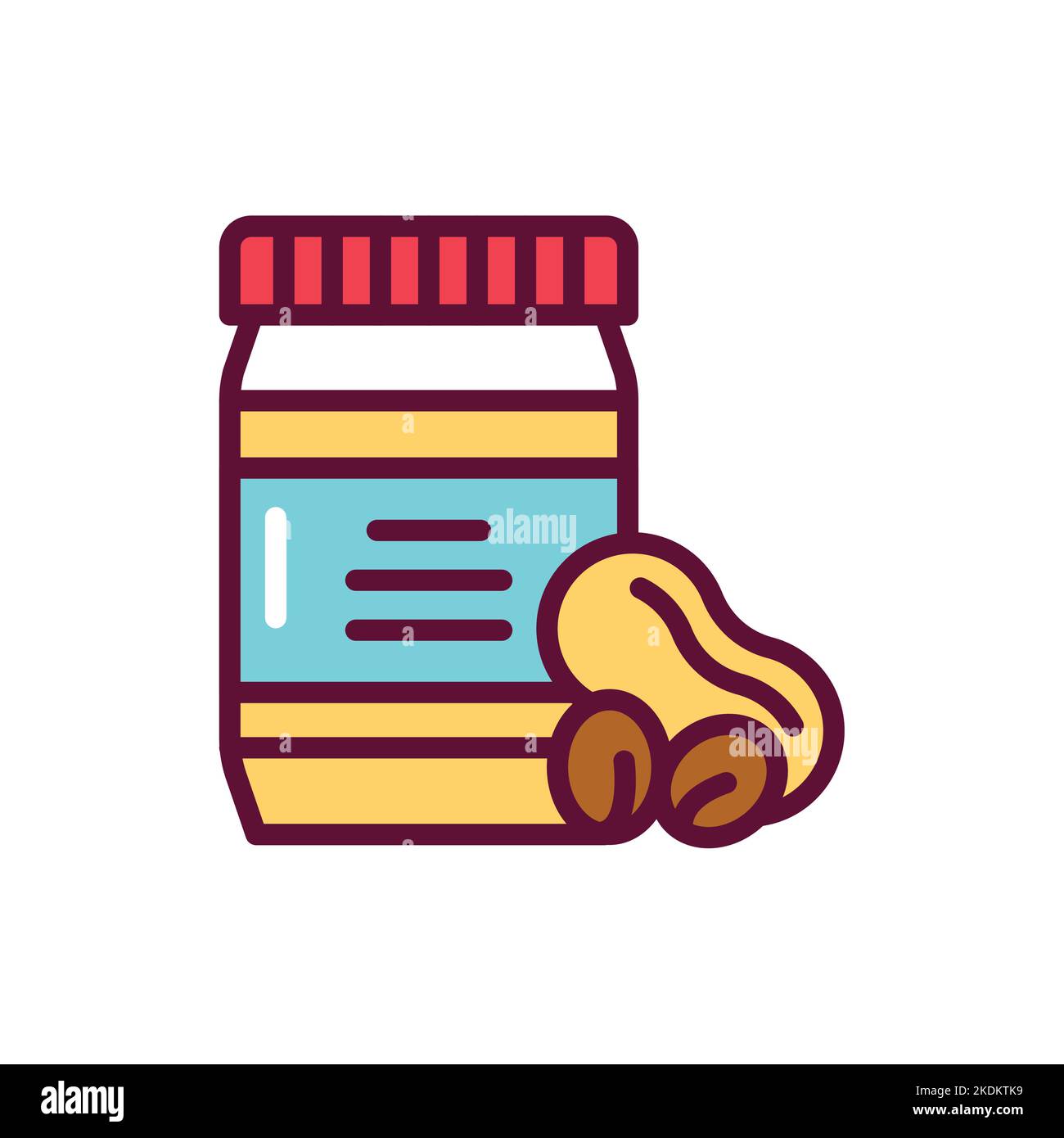 Peanut paste color line icon. Isolated vector element. Stock Vector