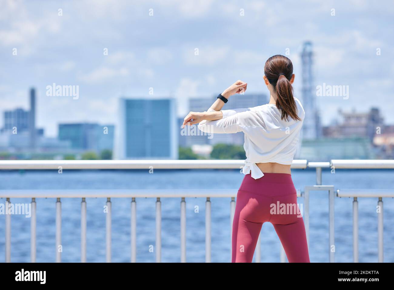 Young Japanese training downtown Stock Photo