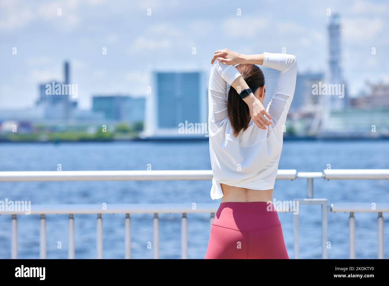 Young Japanese training downtown Stock Photo