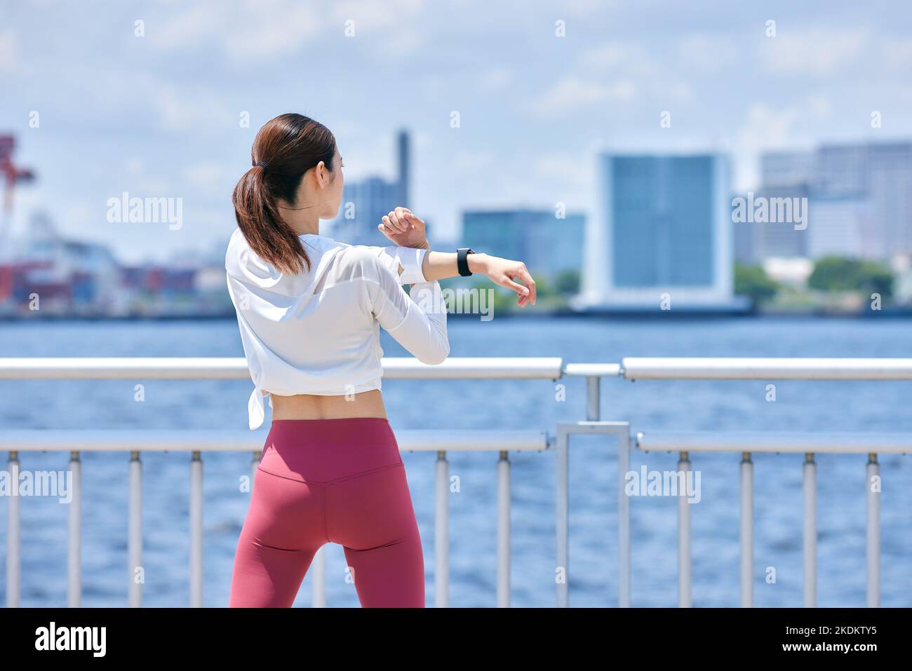 Young Japanese training downtown Stock Photo