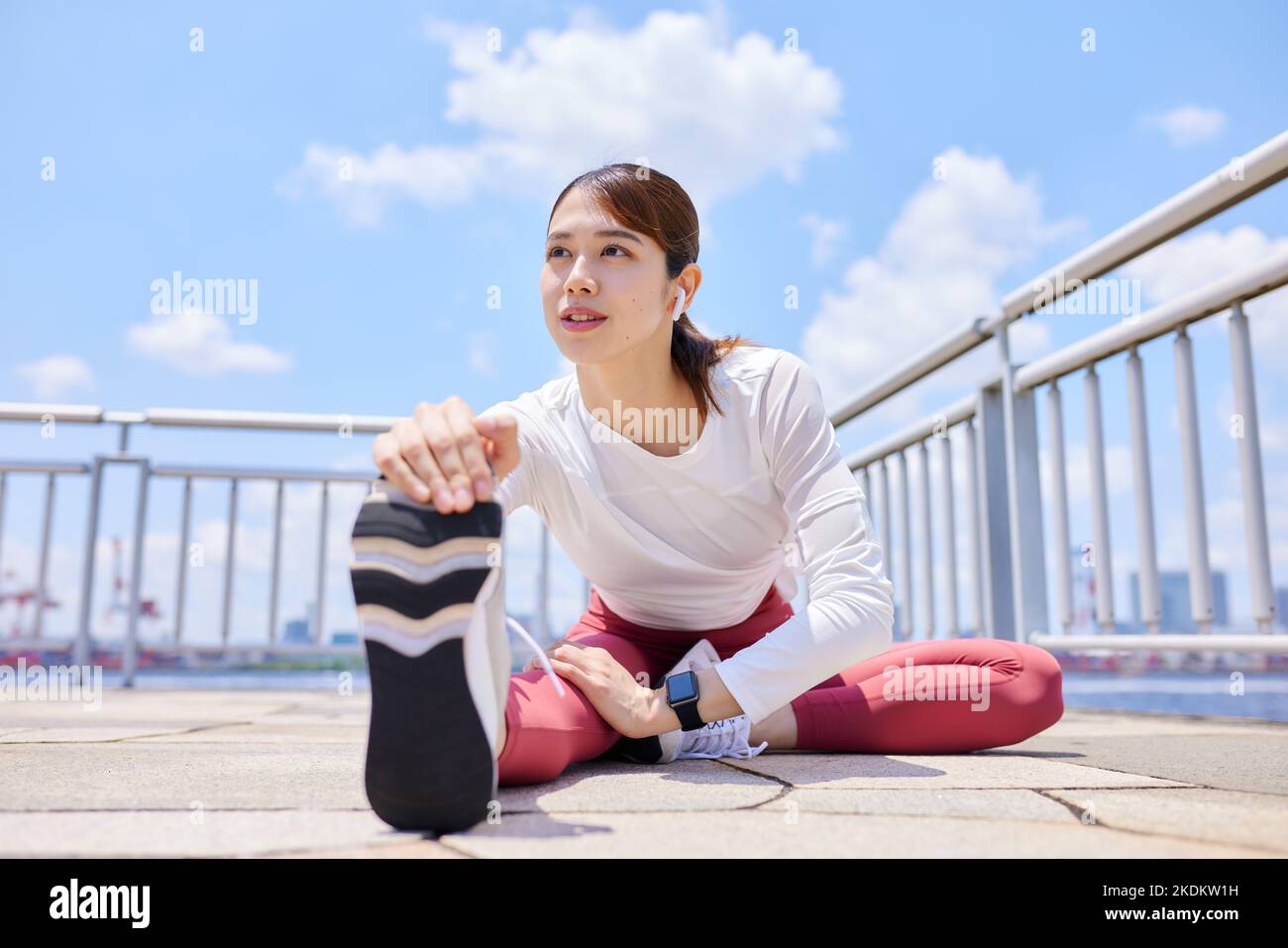 Young Japanese training downtown Stock Photo