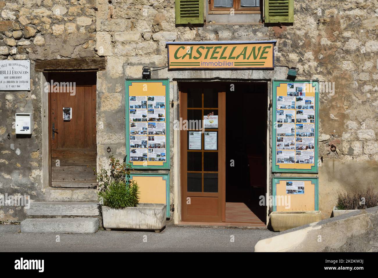 Estate Agent, Estate Agency, Real Estate Agent, Property Brocker or Real Estate Broker Castellane Provence France Stock Photo