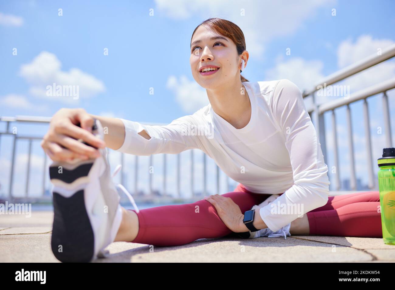 Young Japanese training downtown Stock Photo