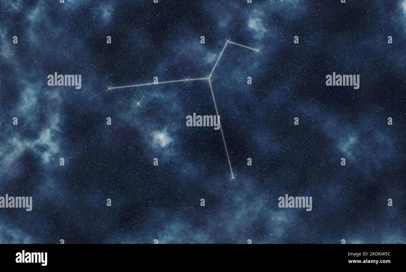 Columba Star Constellation, Night Sky, Constellation Lines Dove Stock Photo