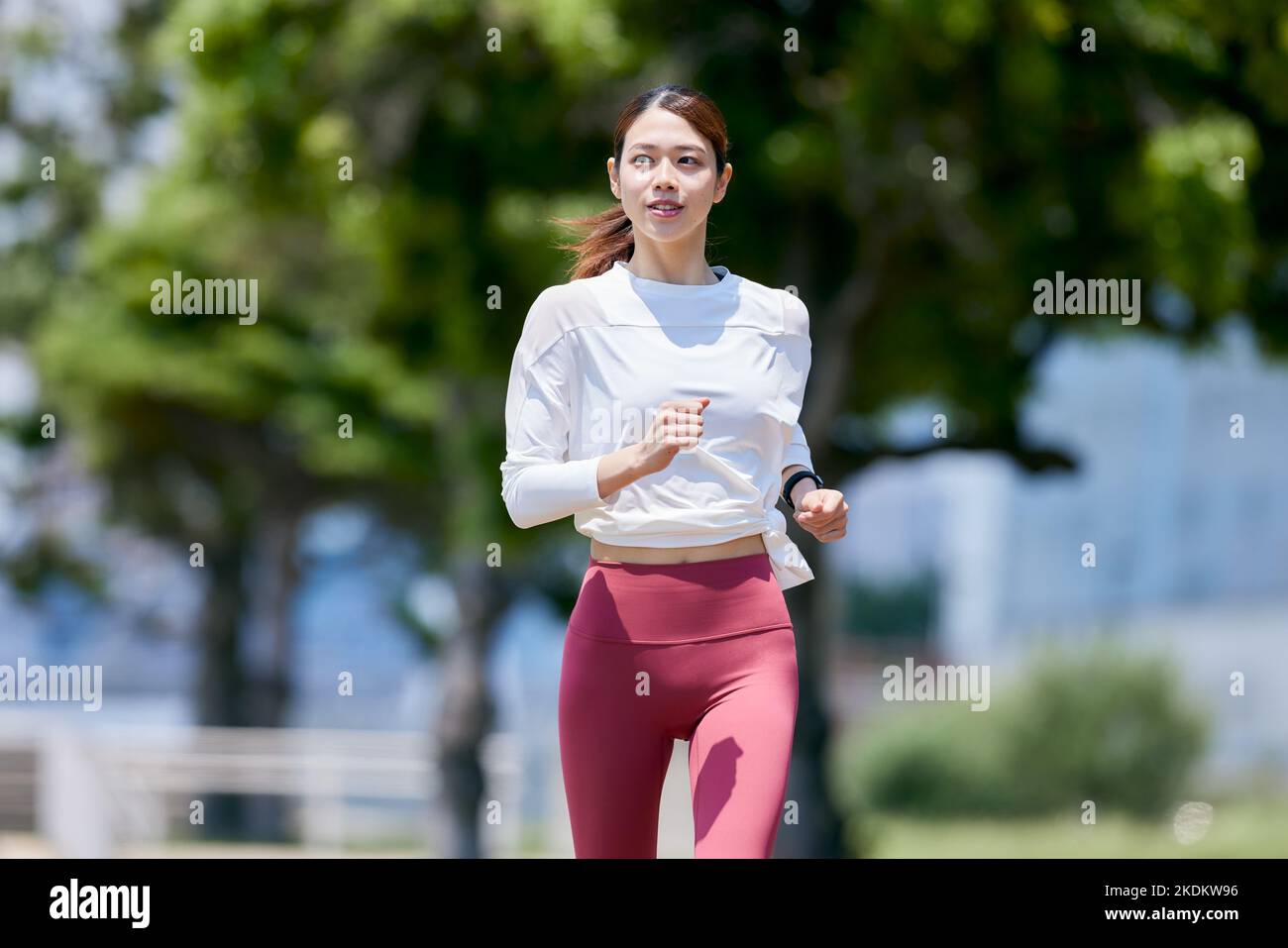 Young Japanese training downtown Stock Photo