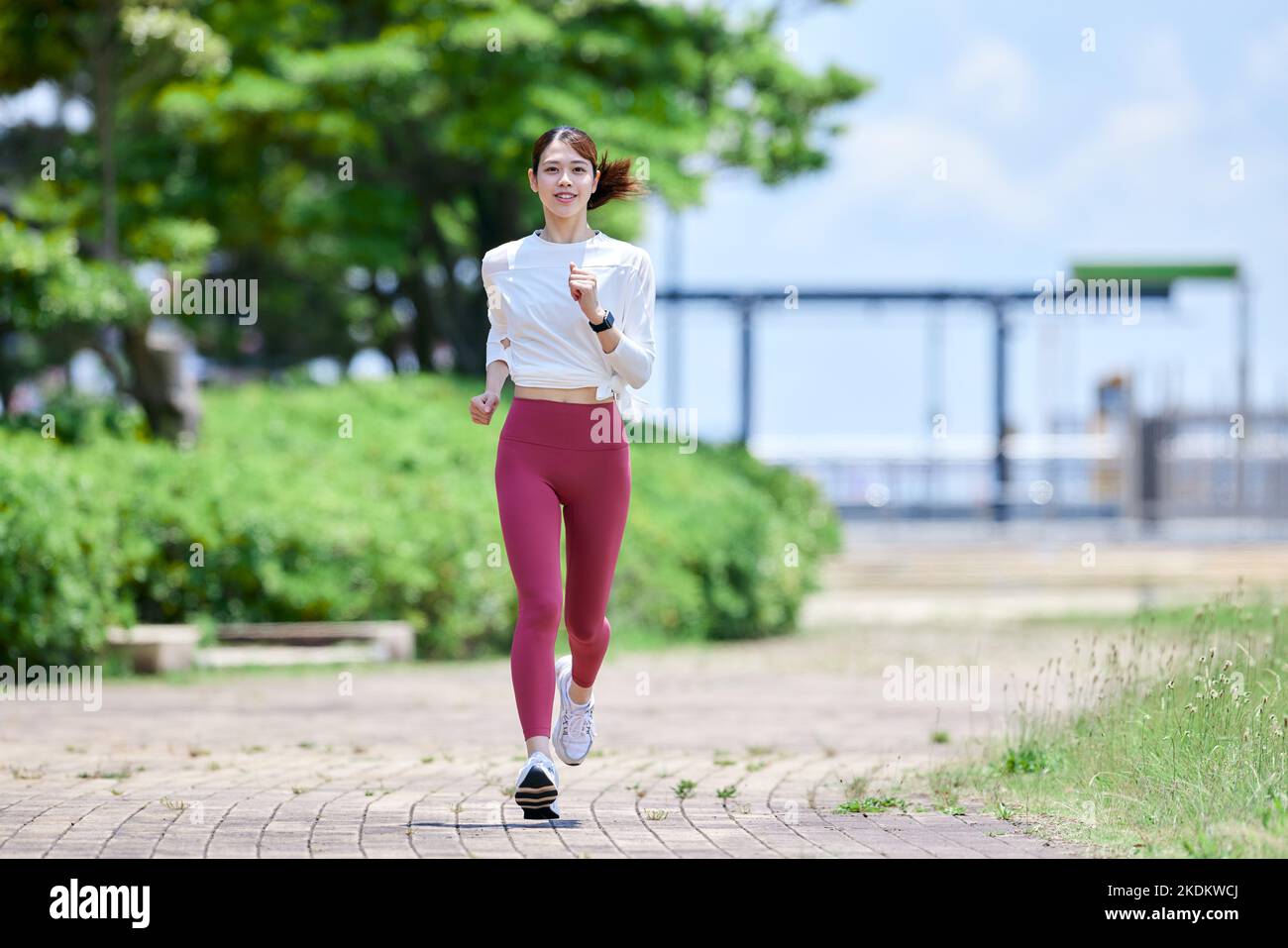 Young Japanese training downtown Stock Photo