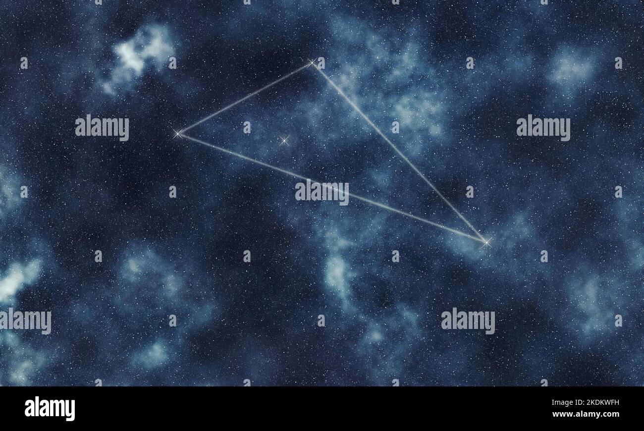 Octans Star Constellation, Night Sky, Constellation Lines Octans Hadleianus, Octant Stock Photo