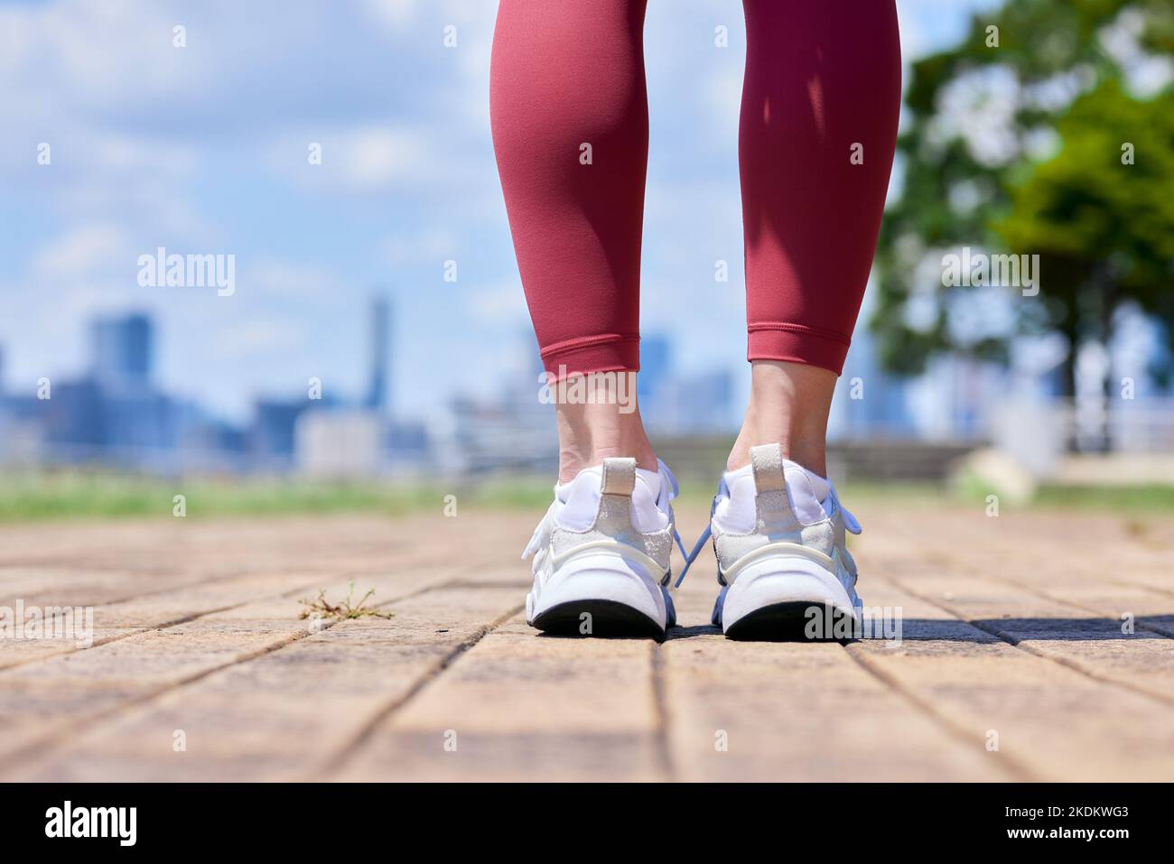 Young Japanese training downtown Stock Photo