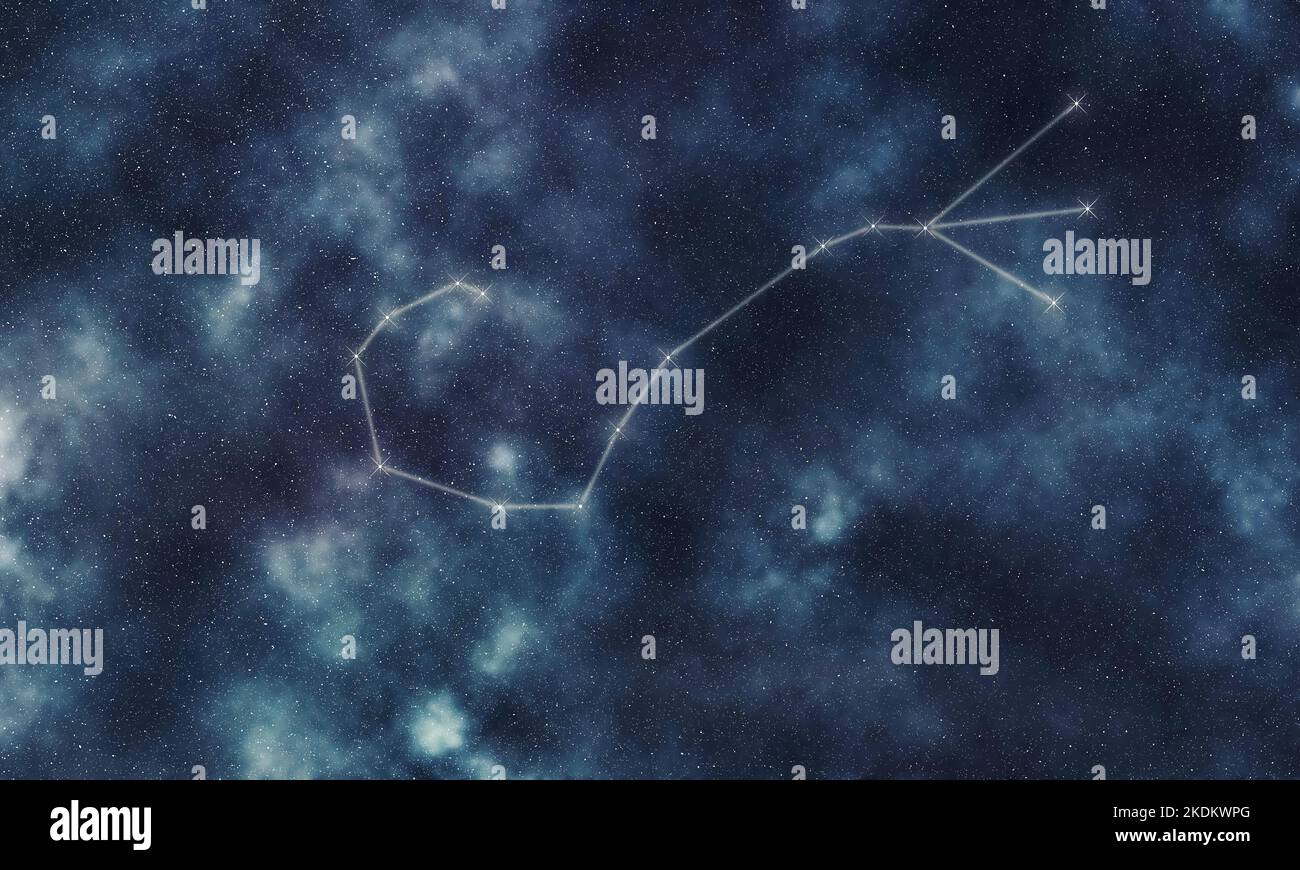Scorpius Star Constellation, Night Sky, Constellation Lines Scorpion Stock Photo