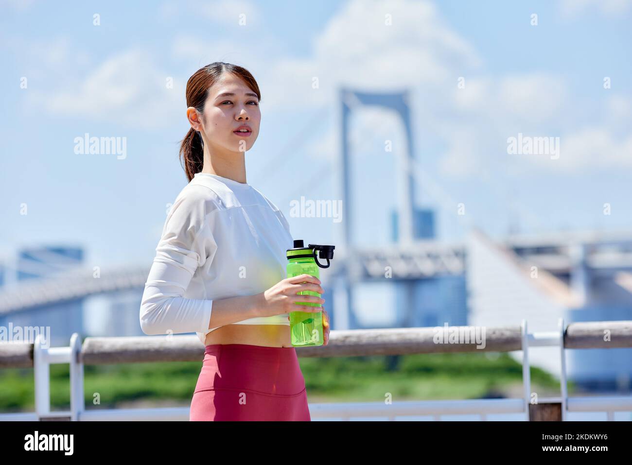Young Japanese training downtown Stock Photo