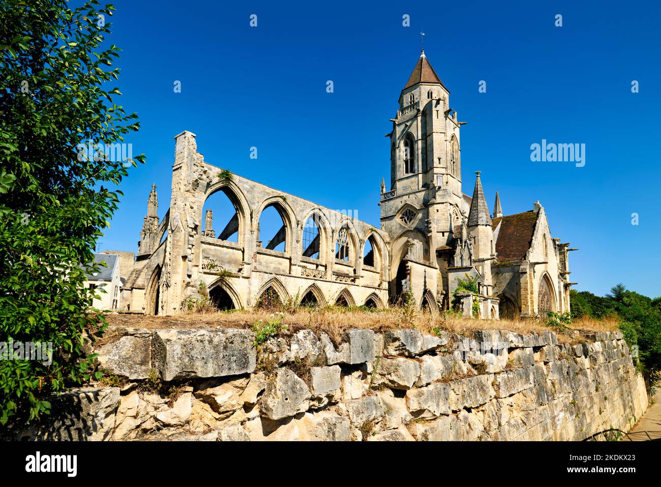 Caen Normandy France. The ruins of the church of Saint Étienne le Vieux Stock Photo