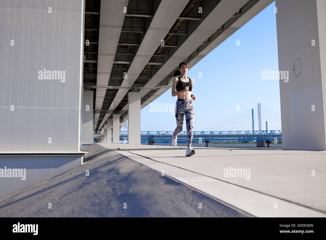 Young Japanese training downtown Stock Photo