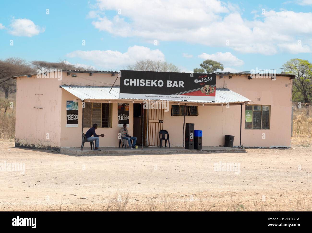 Botswana bar; Exterior of a bar on the roadside, Kasane, Botswana Africa. African bar. Stock Photo